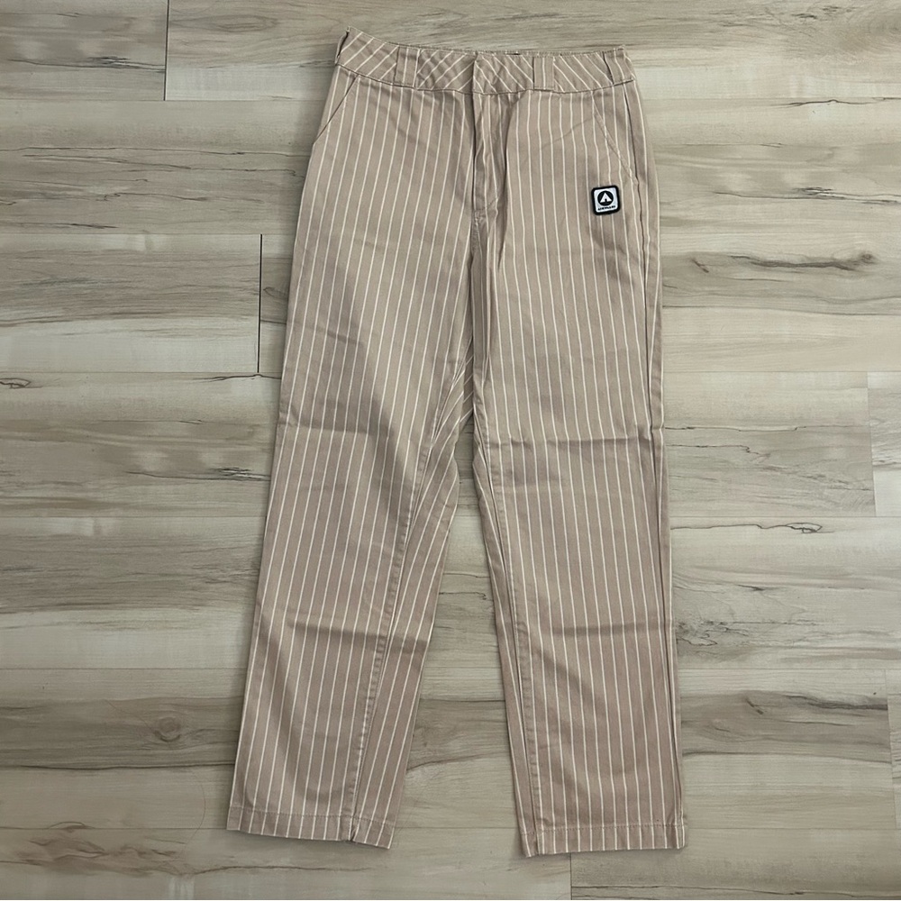 Forever 21 x Airwalk Pinstripe Pants Size Medium White Beige